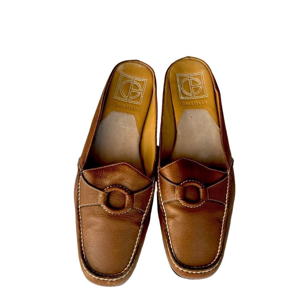 Cole Haan Women’s Brown Pebbled Leather Slides Nike Aire Mules Shoes sz 7